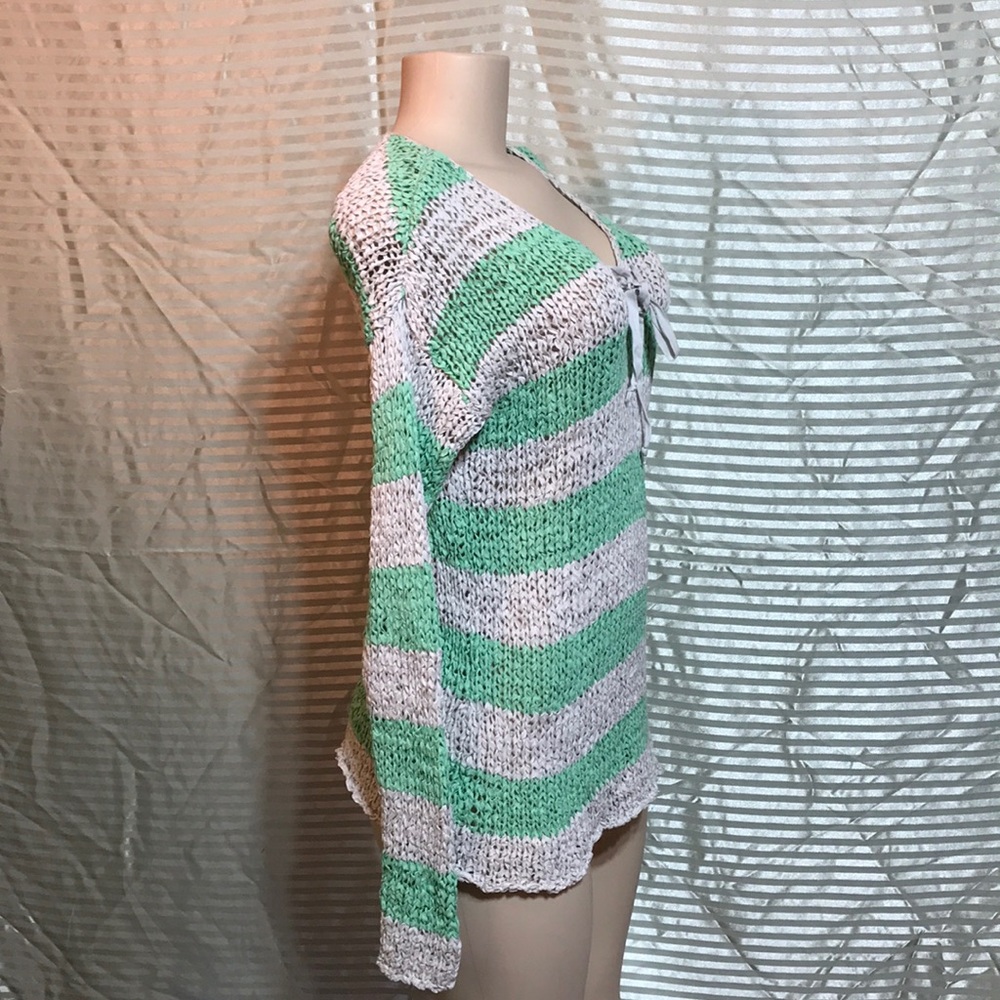 Mint Striped Extremely Chunky Knit Long Sleeve Top - Picture 7 of 8